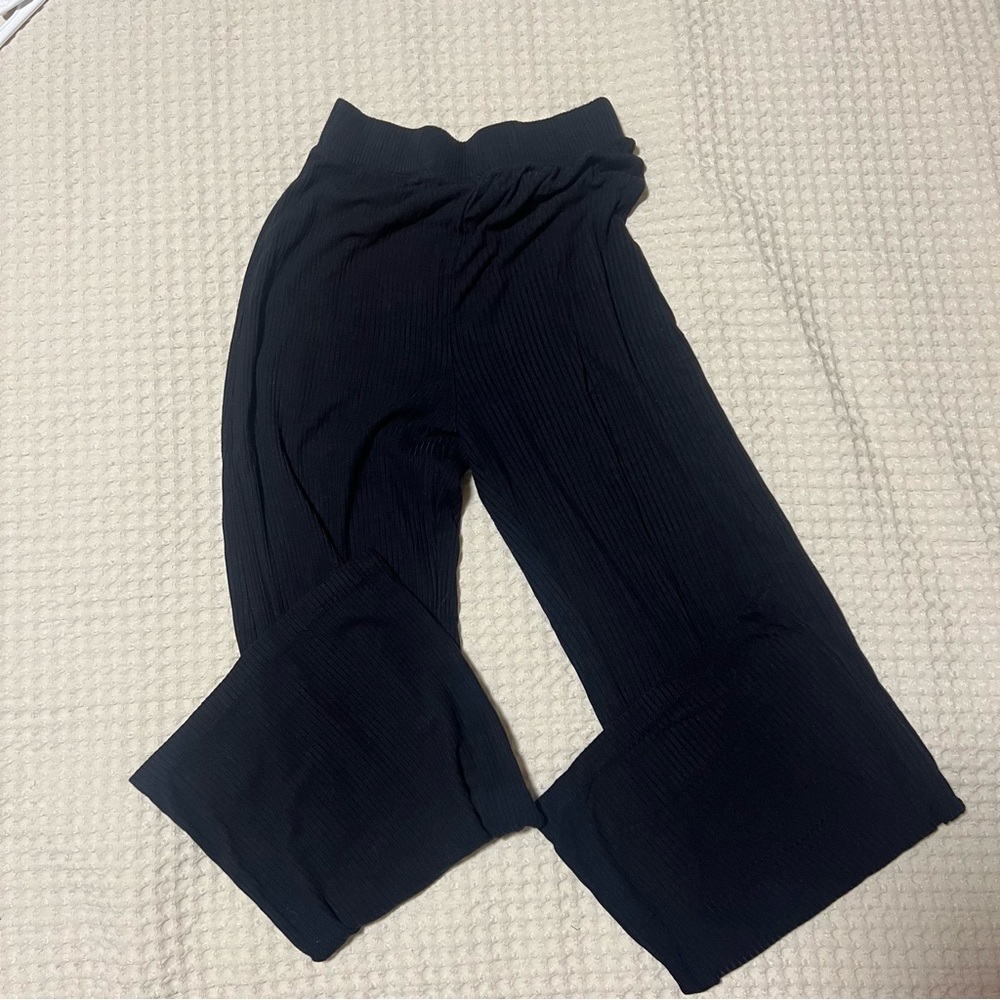Divided Black Ribbed Pants